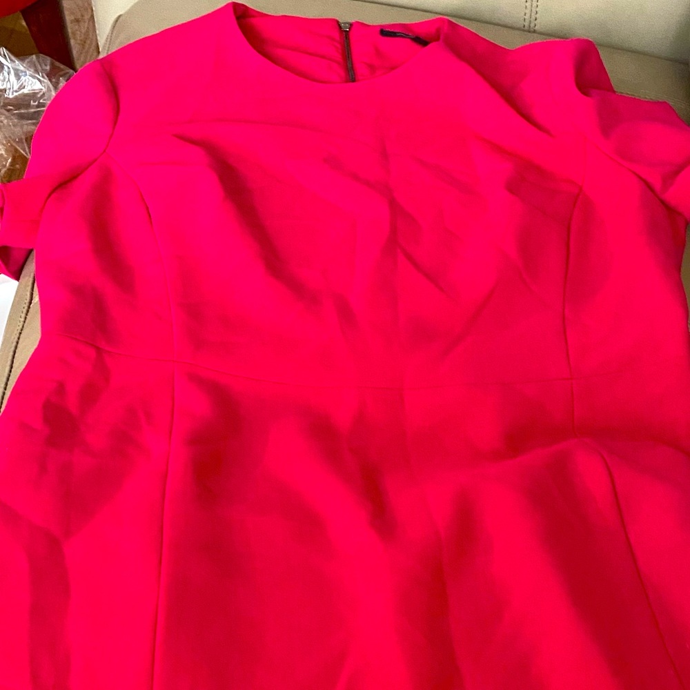 French Connection Women's Pink Round Neck Back Zip Mini